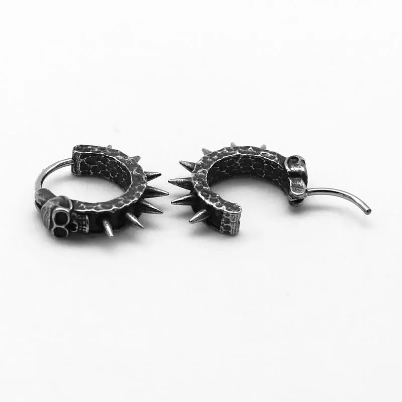 Y2K Grunge Skull Spiked Hoop Earrings for 90s Fashion Aesthetic & Cute Outfits