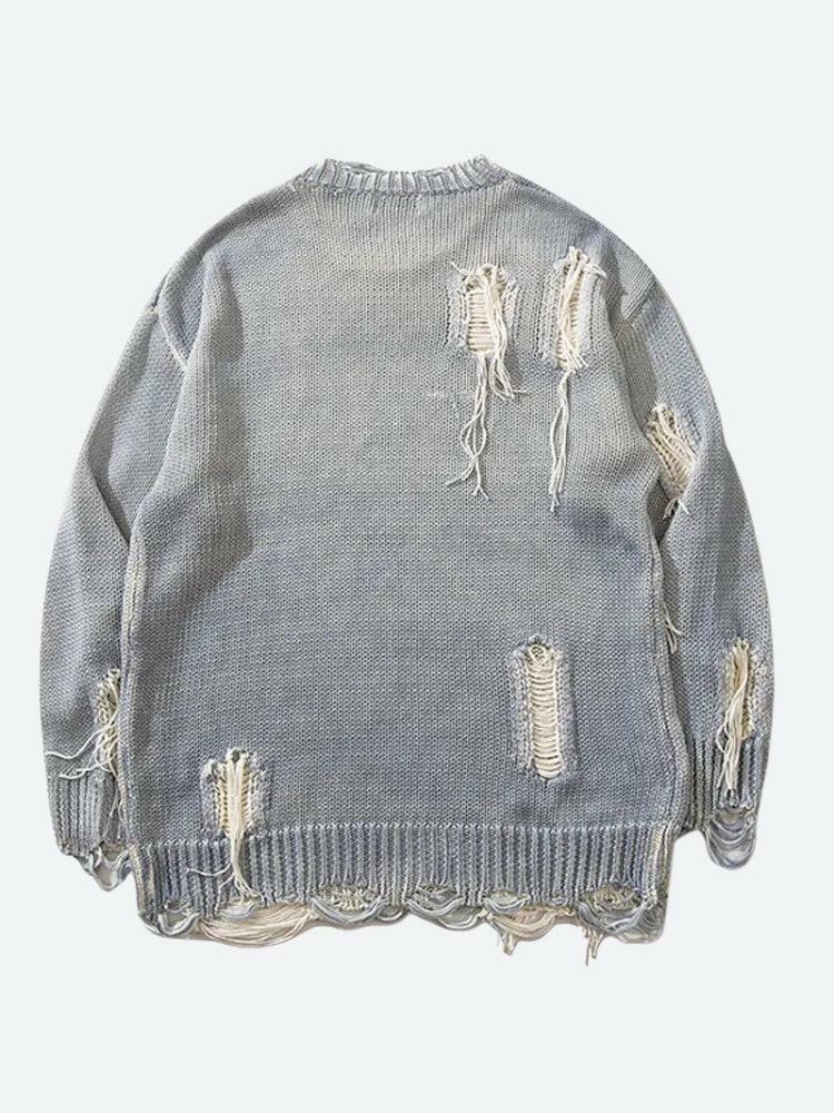 Y2K Grunge Tasseled Distressed Sweater - Vintage 90s Aesthetic for Effortless Style