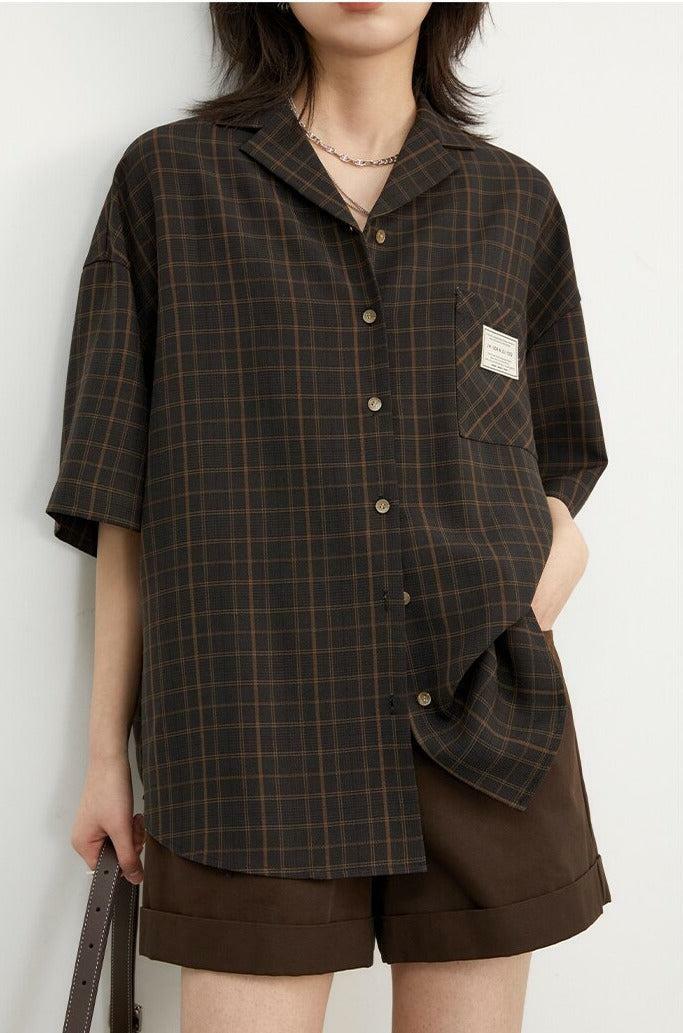 Y2K Grunge V-Neck Plaid Shirt - Vintage 90s Aesthetic for Effortless Summer Outfits