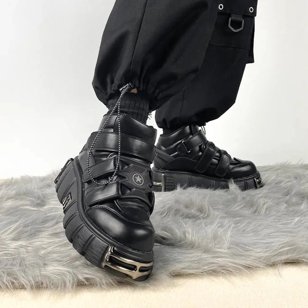 Y2K Grunge Velcro Strap Platform Boots for 90s Aesthetic Summer Outfits & Casual Looks