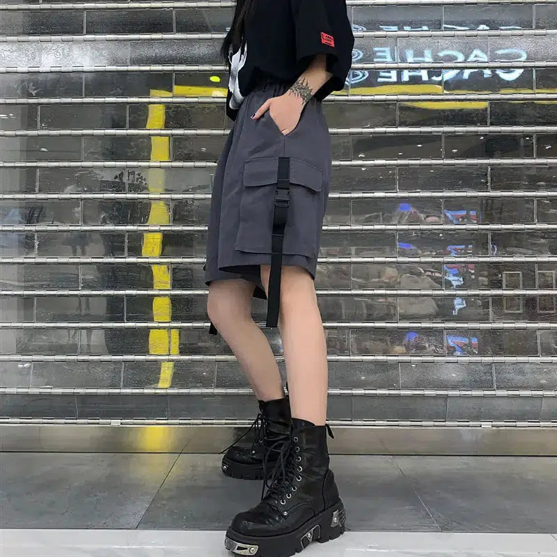 Y2K Grunge Wide Leg Cargo Shorts for Trendy Summer Outfits and Aesthetic Vibes