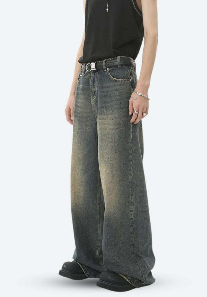 Y2K Grunge Wide Leg Jeans - Vintage 90s Style for Effortless Summer Outfits