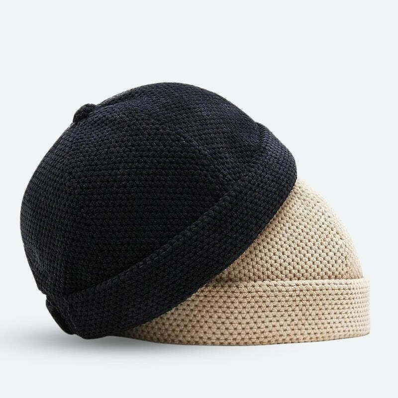 Y2K Knitted Skull Cap: Trendy 90s Grunge Style for Aesthetic Outfits & Summer Vibes