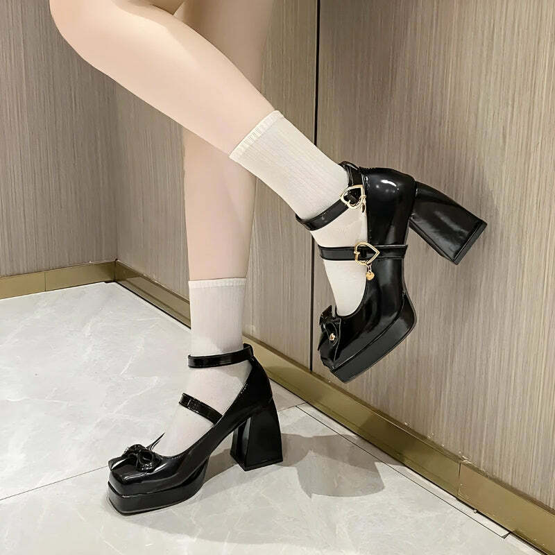 Y2K Mary Jane High Heels - Vintage Inspired Platform Shoes for 90s & Grunge Aesthetic Outfits