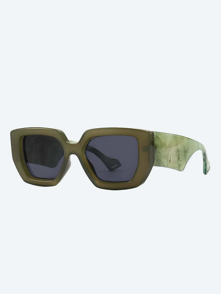 Y2K Oversized Square Sunglasses for Summer Outfits, Grunge Style, and 90s Aesthetic