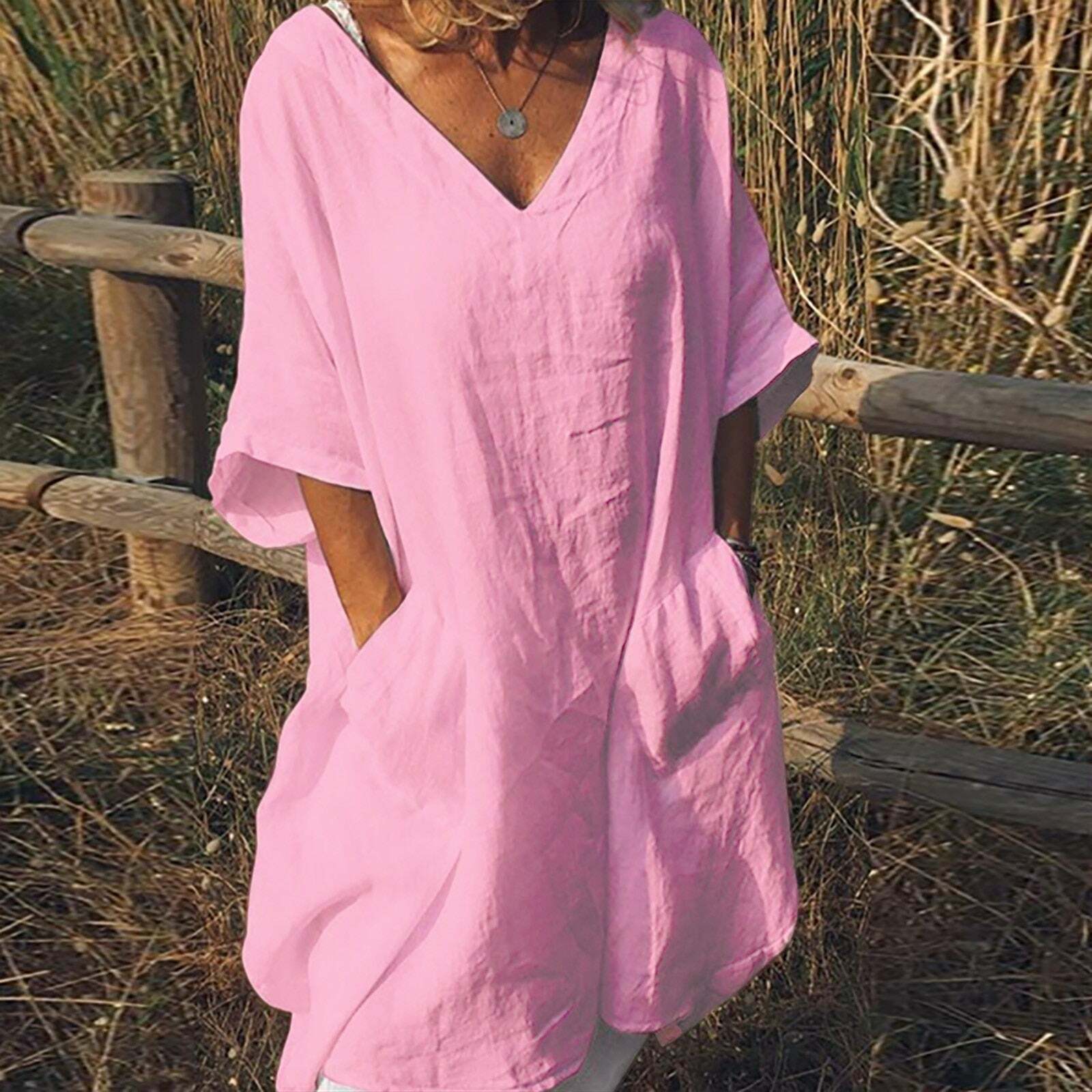 Y2K Oversized V-Neck Summer Dress - Cute Pastel Goth & Coquette Aesthetic Fashion