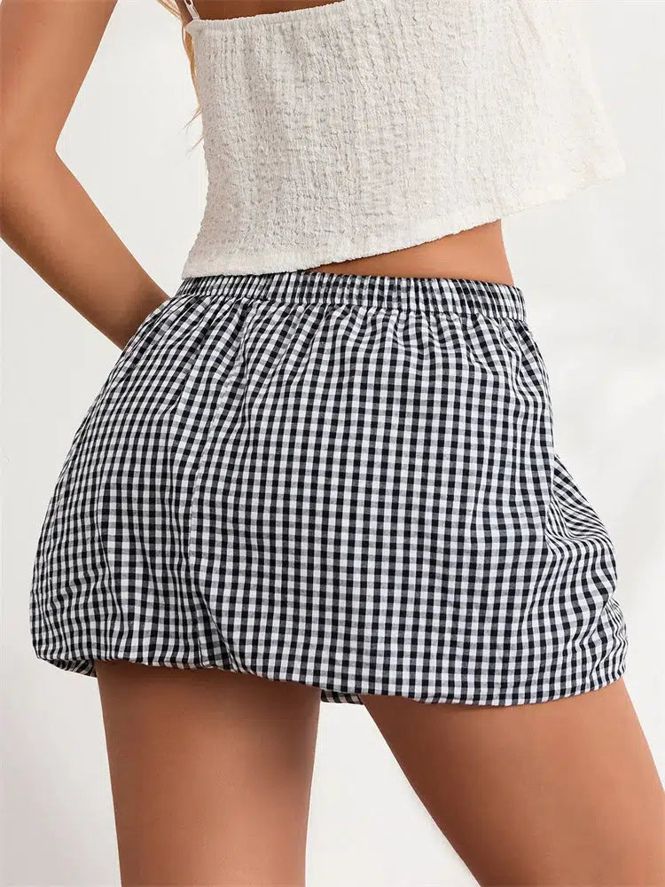 Y2K Plaid Bubble Mini Skirt - Trendy 90s Grunge Aesthetic for Summer Outfits & Cute Looks