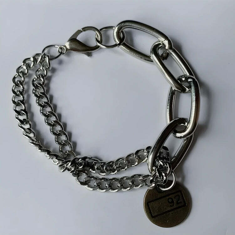 Y2K Silver Chain Bracelet - Trendy Grunge Aesthetic Jewelry for 2000s Fashion Lovers