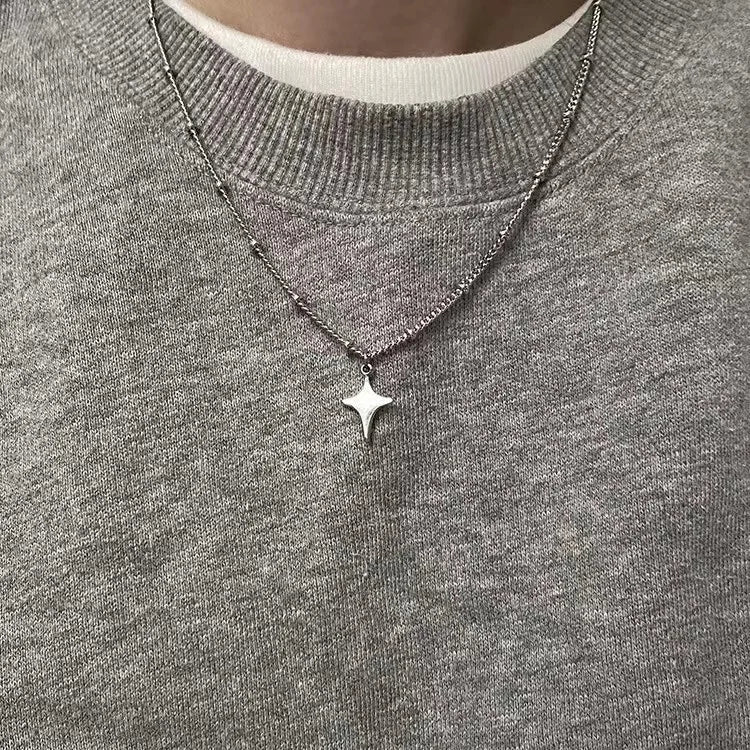 Y2K Star Silver Necklace - Trendy 2000s Fashion Jewelry for Grunge & Coquette Aesthetic