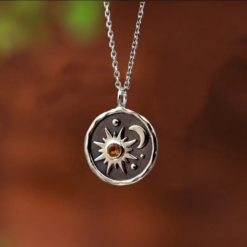 Y2K Sun Moon Charm Necklace - Aesthetic Jewelry for 2000s Fashion Lovers