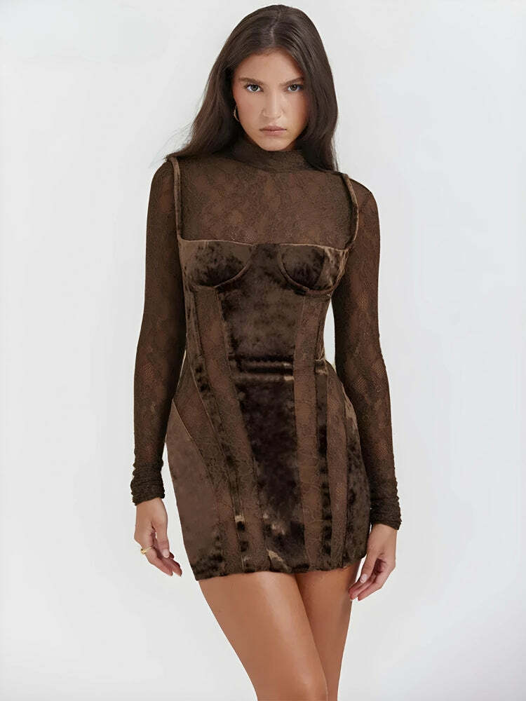 Y2K Velvet Mini Dress: Chic 2000s Fashion for Summer, Grunge Aesthetic & Cute Outfits