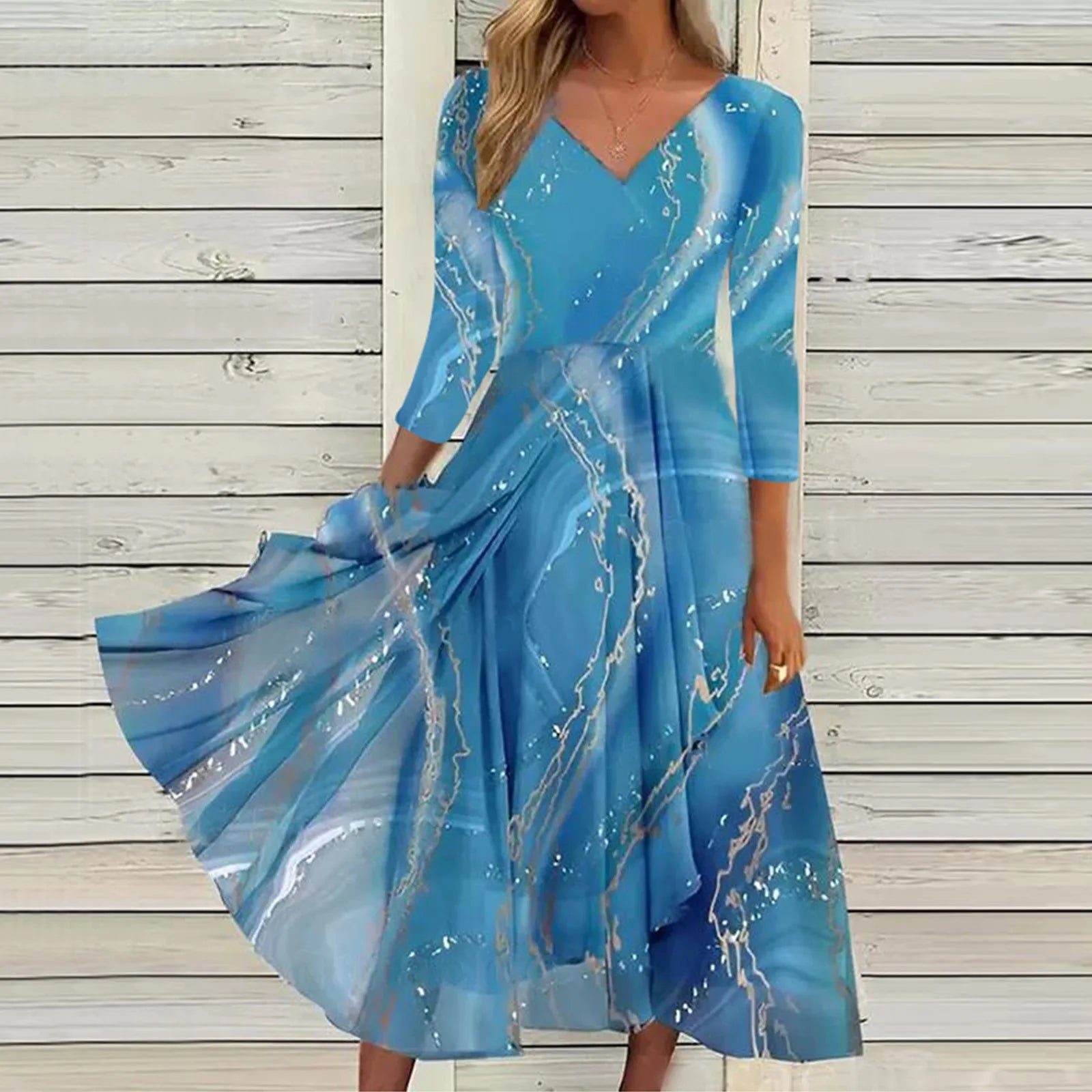 Y2K Vintage Chiffon Maxi Dress with V Neck & Large Hem - Cute Spring Aesthetic Outfit