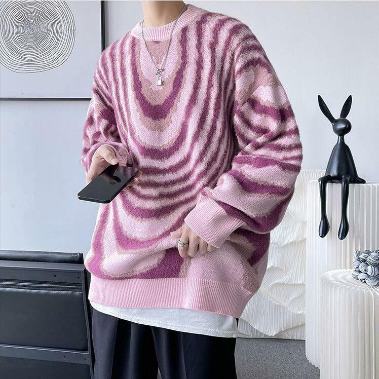 Y2K Wavy Striped Knitted Sweater - Trendy 90s Fashion for Grunge Aesthetic Outfits