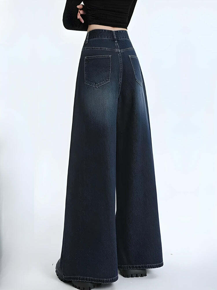 Y2K Wide Leg Jeans for a Grunge Aesthetic - Vintage 90s Style Baggy Denim Pants