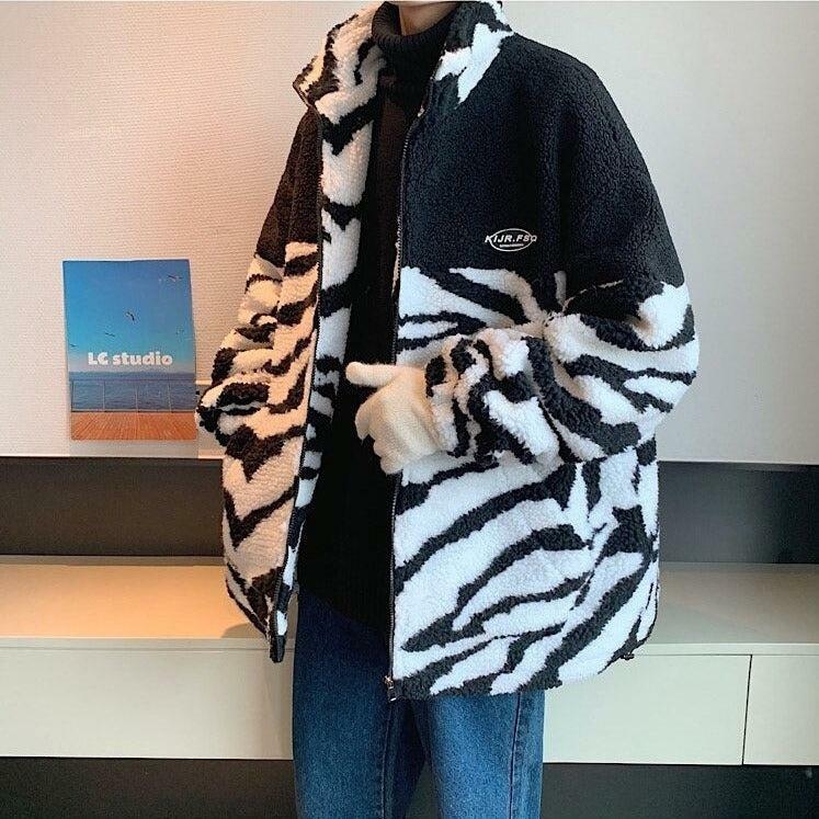 Y2K Zebra Print Zip-Up Jacket for Grunge Aesthetic, 90s Fashion, and Summer Outfits