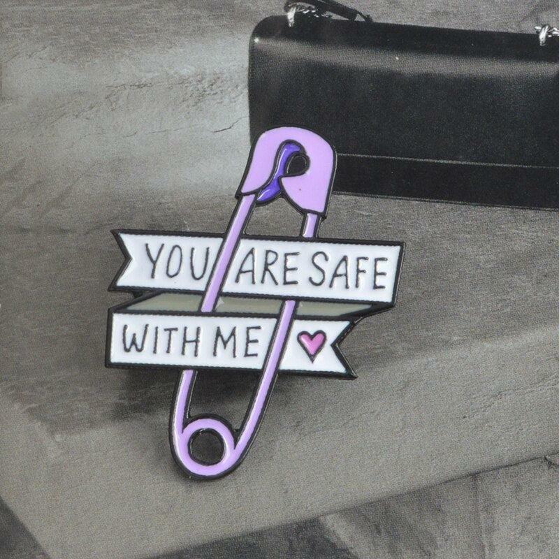 You Are Safe With Me Y2K Fashion Pins - Cute 90s Aesthetic Accessories for Outfits