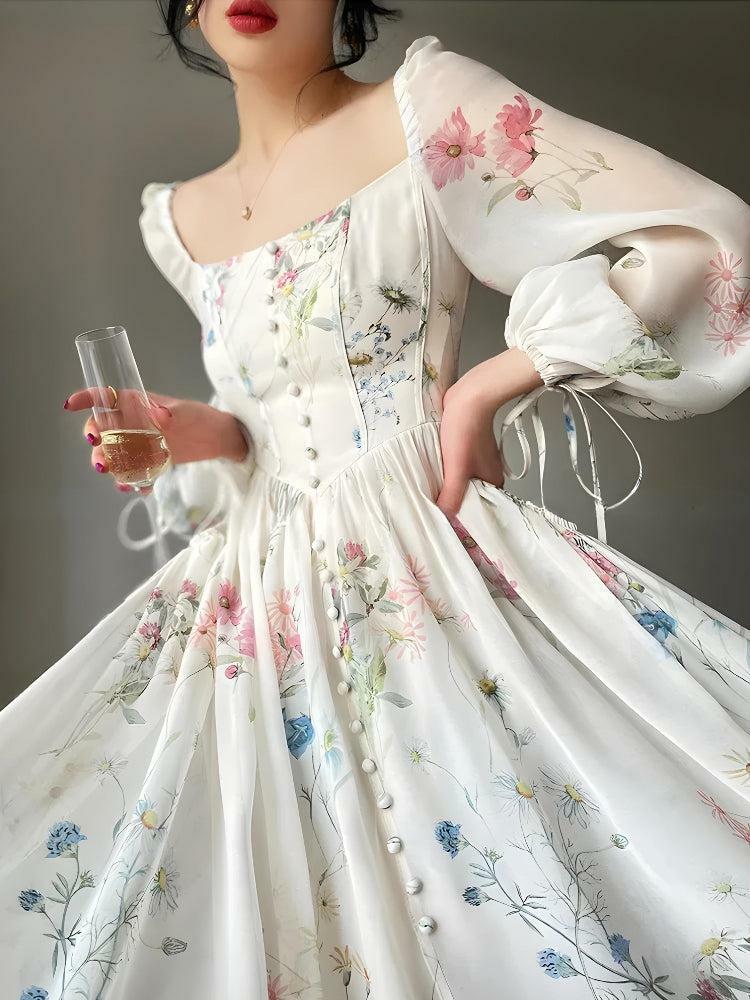 Cottagecore Aesthetic Maxi Dress - Y2K Fashion, Vintage Floral, Boho Style, Comfy & Cute
