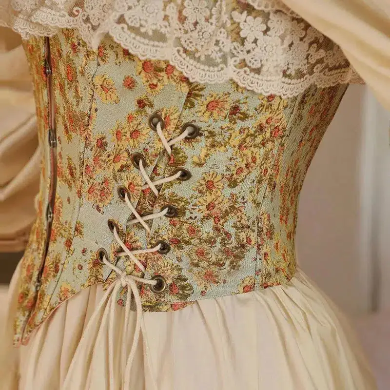 Cottagecore Floral Lace-Up Corset Top | Y2K Aesthetic, Cute Tops, Coquette Style, Grunge Vibes