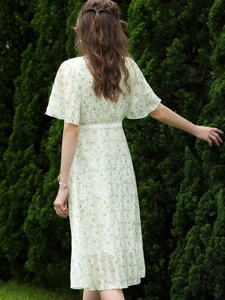 Cottagecore Floral Midi Dress - Y2K Aesthetic, Cute Tops, Vintage Style, Boho Fashion