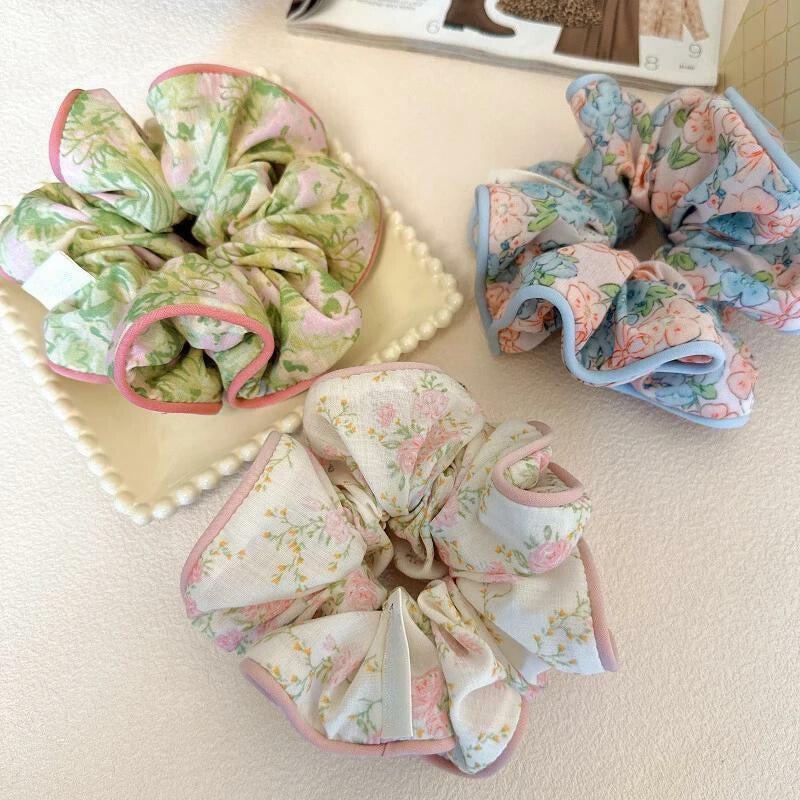 Cottagecore Floral Scrunchies | Y2K Aesthetic Hair Accessories for Cute Outfits