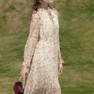 Cottagecore Lace Floral Midi Dress - Y2K Aesthetic, Vintage Style, Boho Chic Fashion
