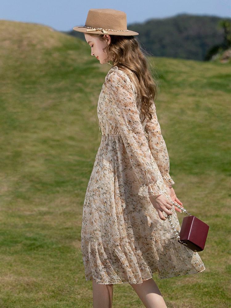 Cottagecore Lace Floral Midi Dress - Y2K Aesthetic, Vintage Style, Boho Chic Fashion