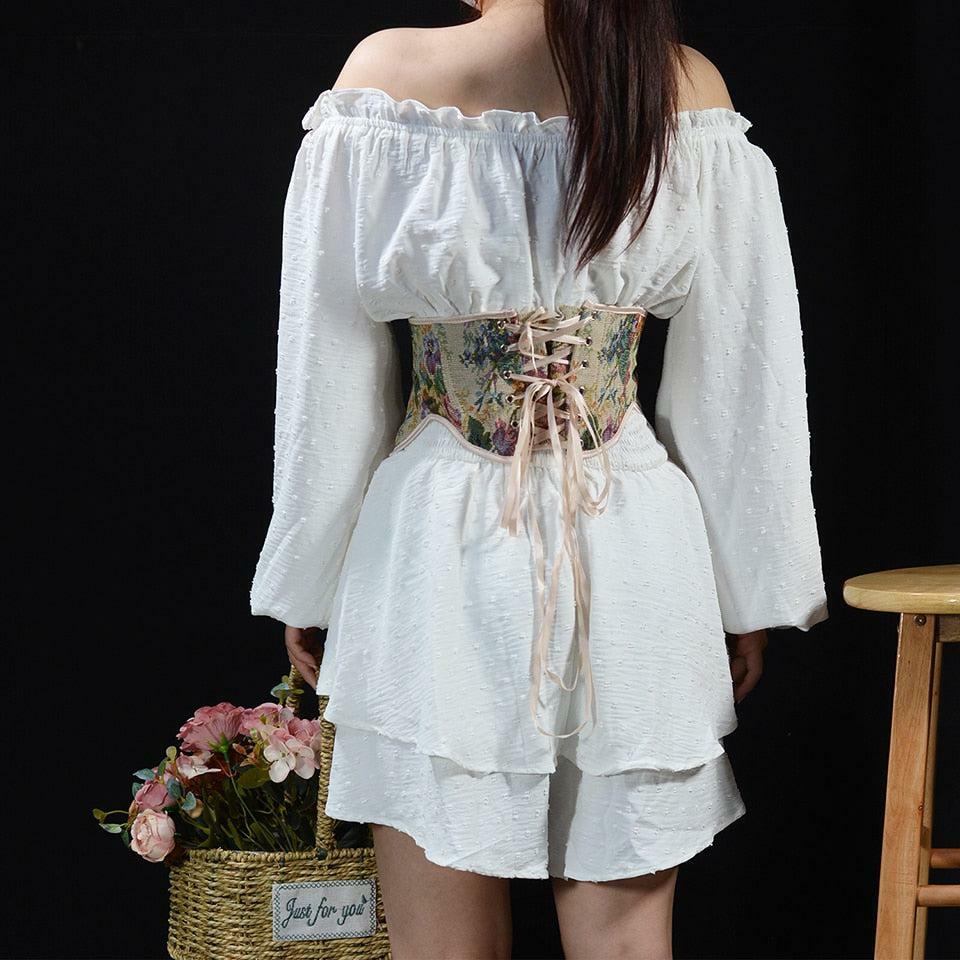 Cottagecore Lace-Up Waist Corset | Y2K Fashion, Grunge Aesthetic, Coquette Style Top