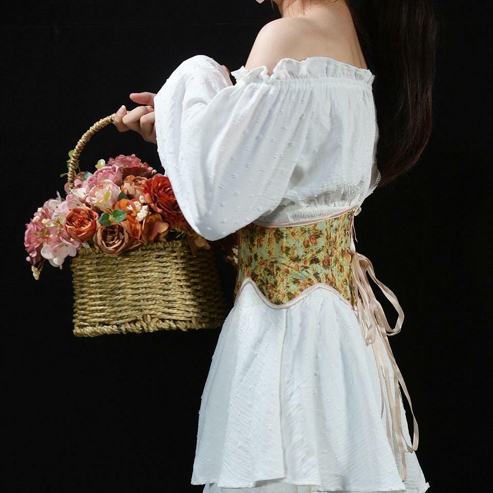 Cottagecore Lace-Up Waist Corset | Y2K Fashion, Grunge Aesthetic, Coquette Style Top