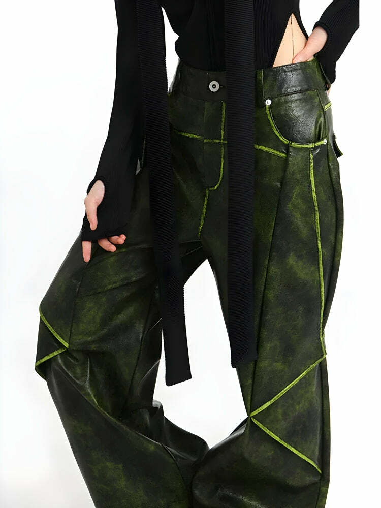Cyberpunk Faux Leather Pants for Y2K Fashion, Grunge Aesthetic & Edgy Outfits