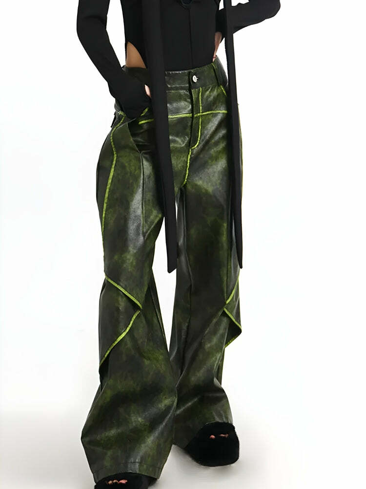 Cyberpunk Faux Leather Pants for Y2K Fashion, Grunge Aesthetic & Edgy Outfits