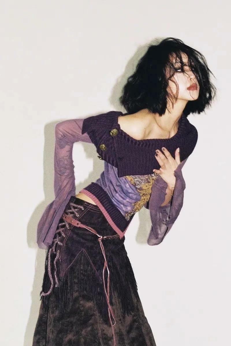Fairy Grunge Off Shoulder Mesh Top - Y2K Aesthetic Cute Top for Coquette Style Outfits