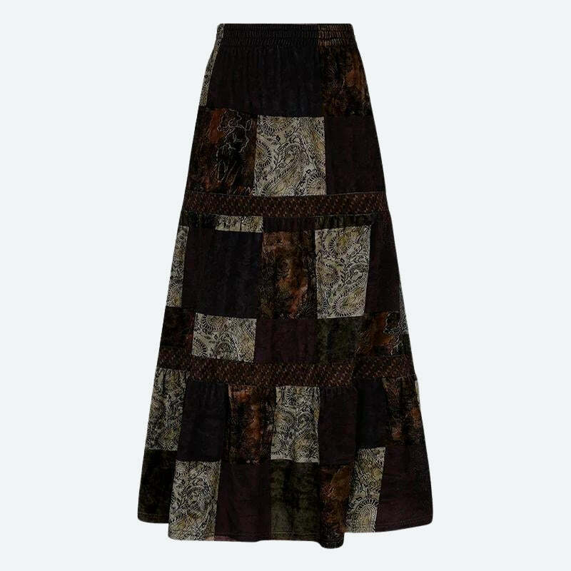 Fairycore Patchwork Maxi Skirt - Y2K Aesthetic, Boho Style, Vintage Vibes, Cute Layering Piece
