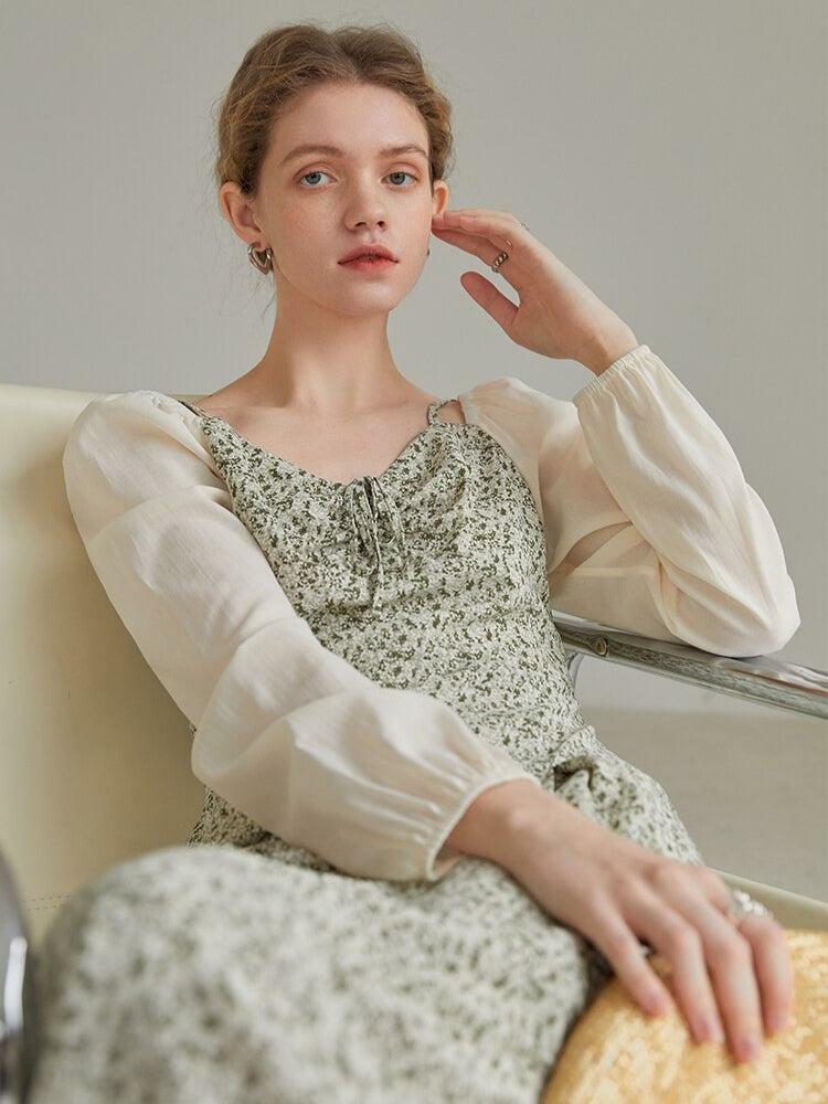 Floral Midi Dress with Cottagecore Aesthetic - Y2K Style Shirt Sleeve Dress for Cute Outfits