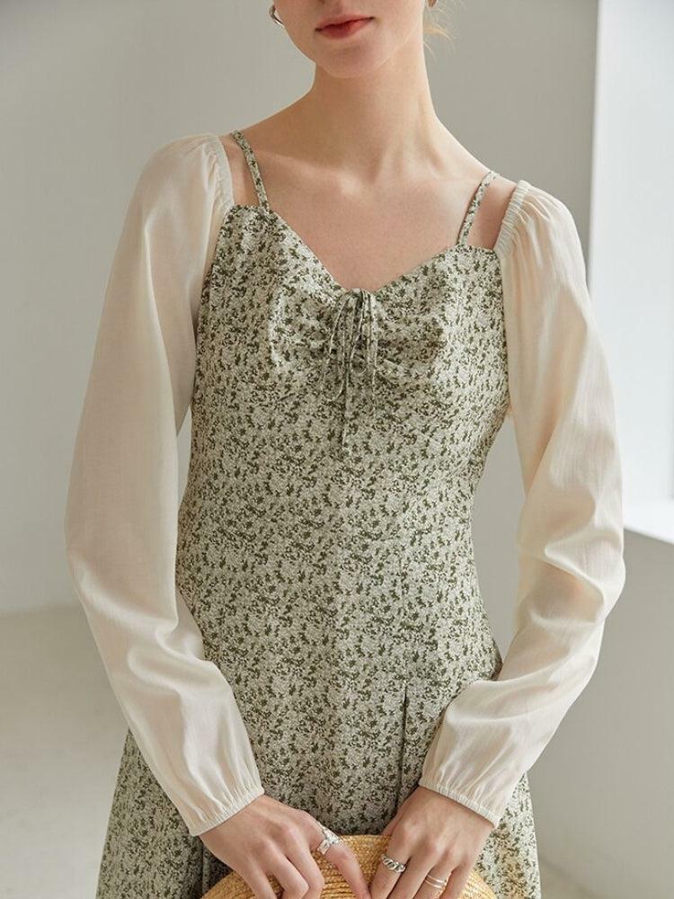 Floral Midi Dress with Cottagecore Aesthetic - Y2K Style Shirt Sleeve Dress for Cute Outfits