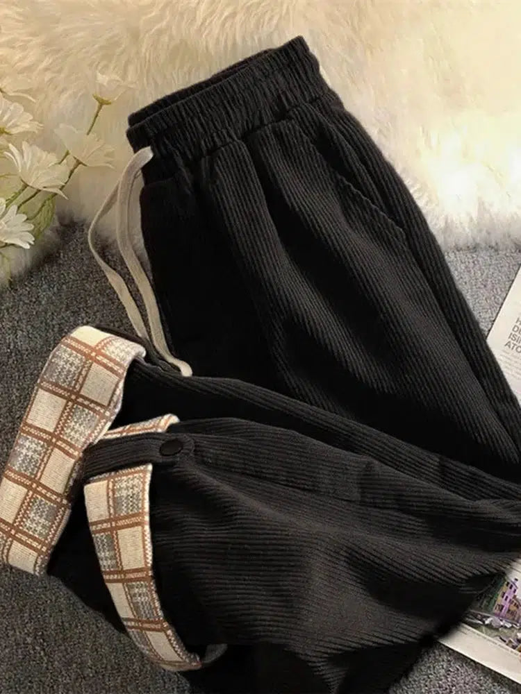 Vintage Y2K Drawstring Corduroy Pants - Retro Grunge Aesthetic for Comfy, Cute Outfits