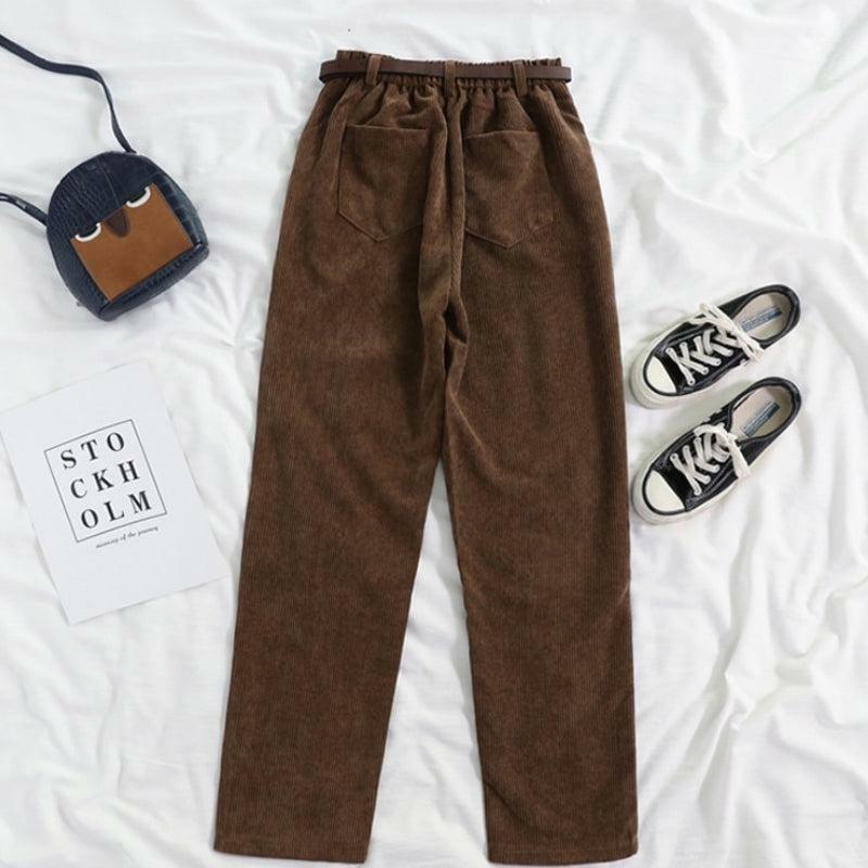 Y2K Aesthetic Dark Academia Corduroy Pants - Vintage Grunge Style for Trendy Outfits