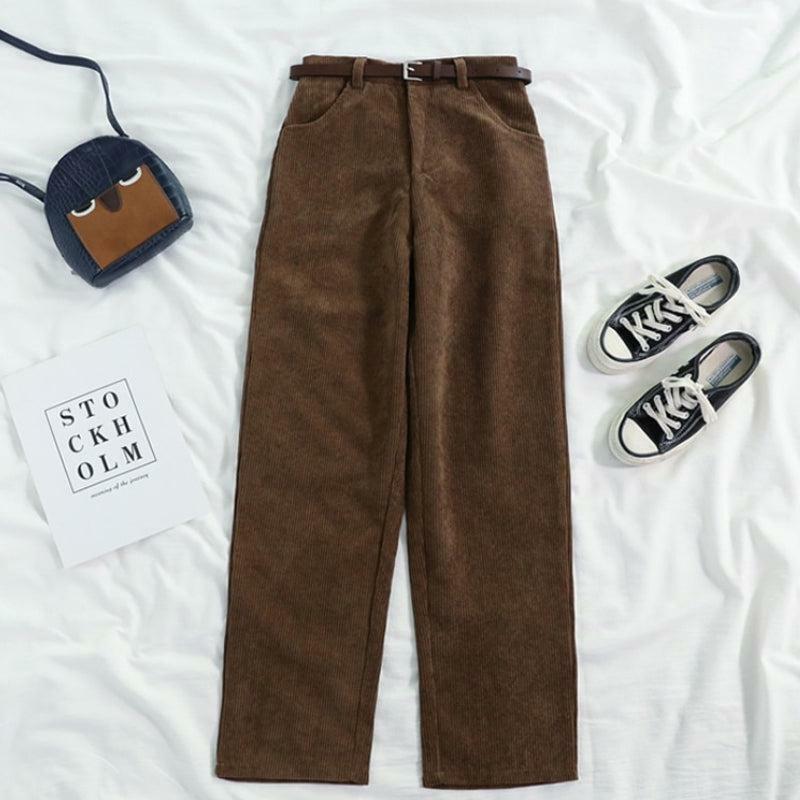 Y2K Aesthetic Dark Academia Corduroy Pants - Vintage Grunge Style for Trendy Outfits