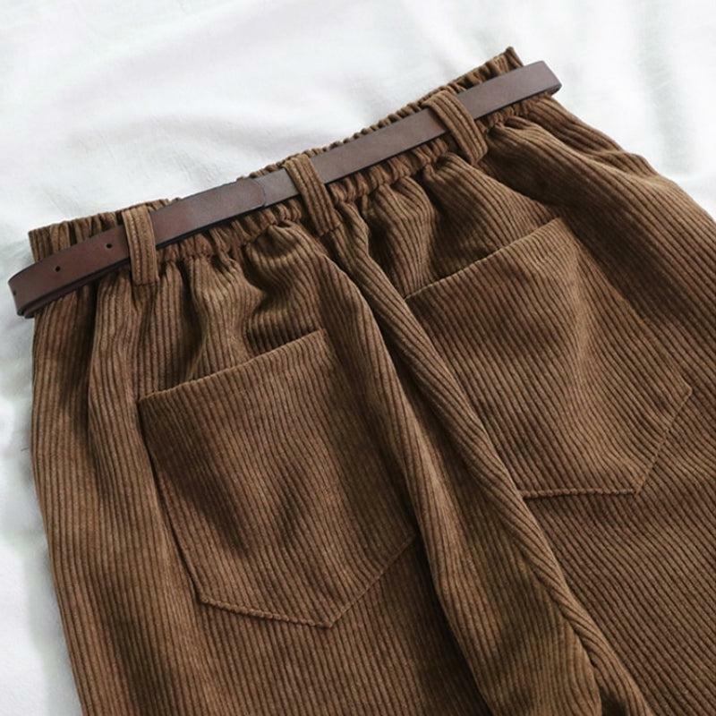 Y2K Aesthetic Dark Academia Corduroy Pants - Vintage Grunge Style for Trendy Outfits