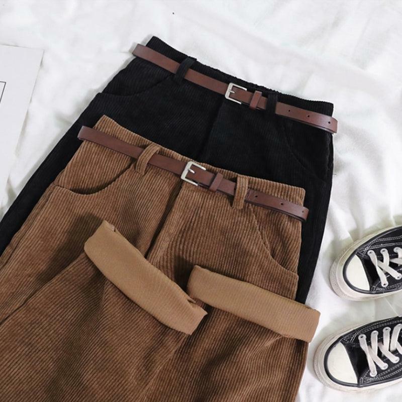 Y2K Aesthetic Dark Academia Corduroy Pants - Vintage Grunge Style for Trendy Outfits