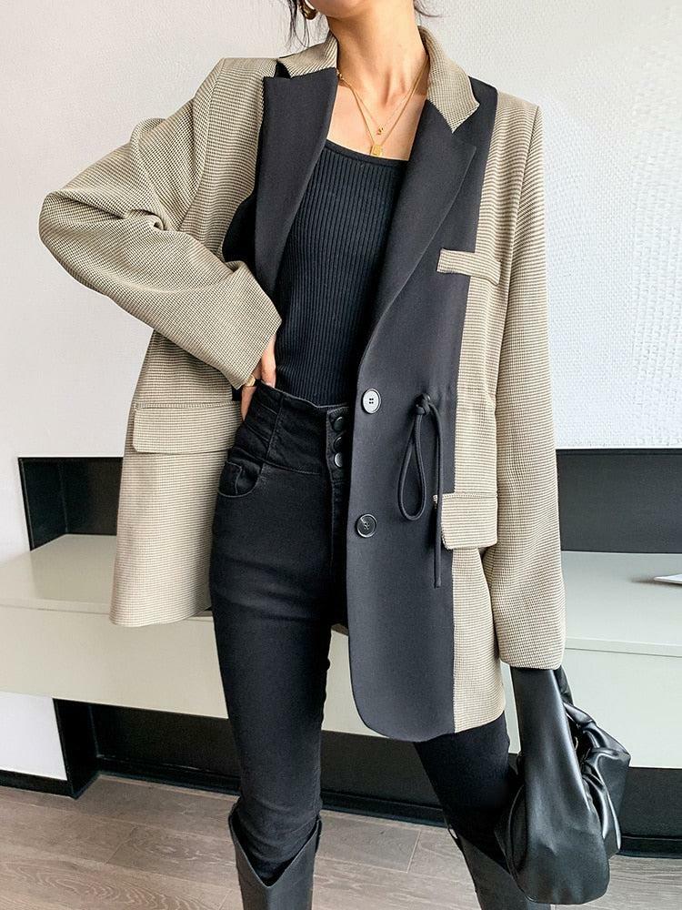 Y2K Aesthetic Double Color Blazer - Vintage Grunge Style for Chic Coquette Looks