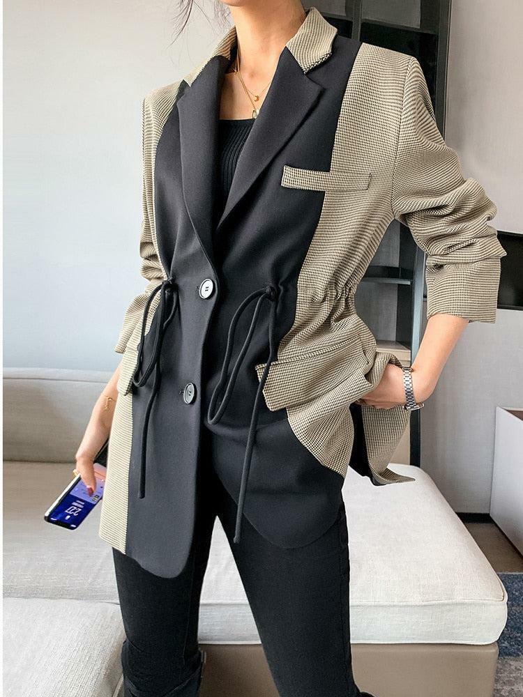 Y2K Aesthetic Double Color Blazer - Vintage Grunge Style for Chic Coquette Looks