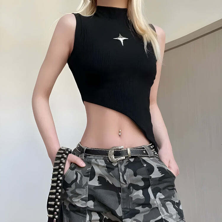 Y2K Corduroy Asymmetric Crop Top - Cute Grunge Aesthetic for Vintage Vibes and Y2K Style
