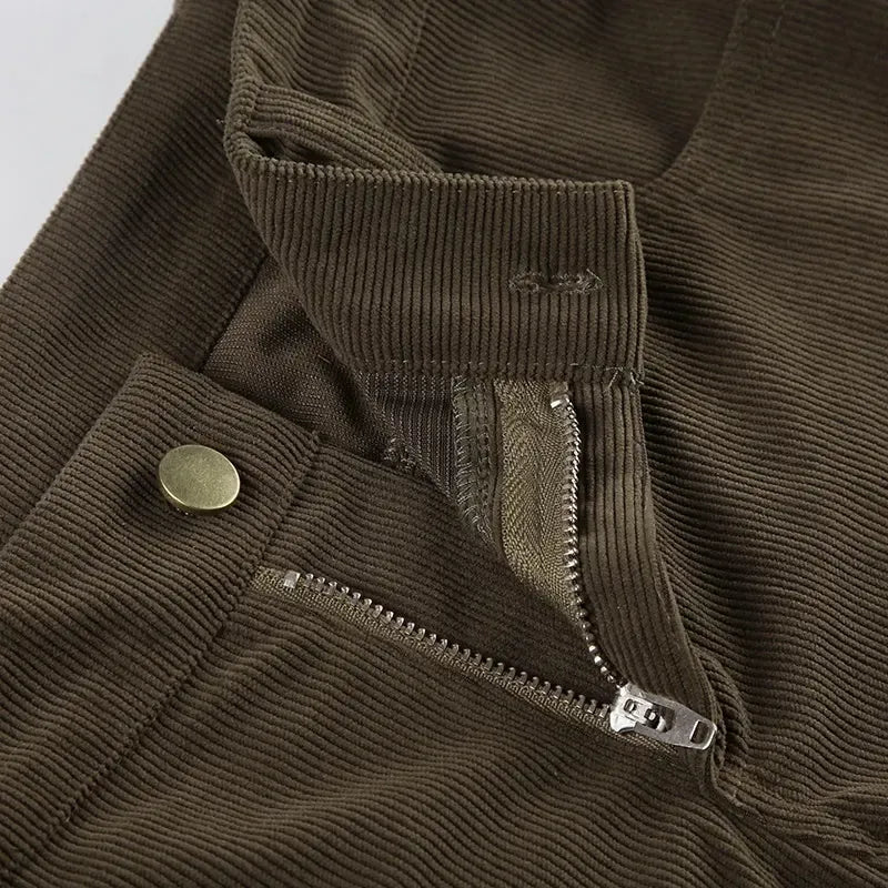 Y2K Corduroy Pants - Vintage Aesthetic Grunge Style, Cute Y2K Clothing for Trendy Looks