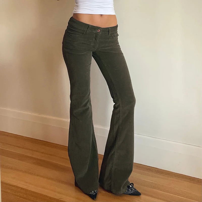 Y2K Corduroy Pants - Vintage Aesthetic Grunge Style, Cute Y2K Clothing for Trendy Looks