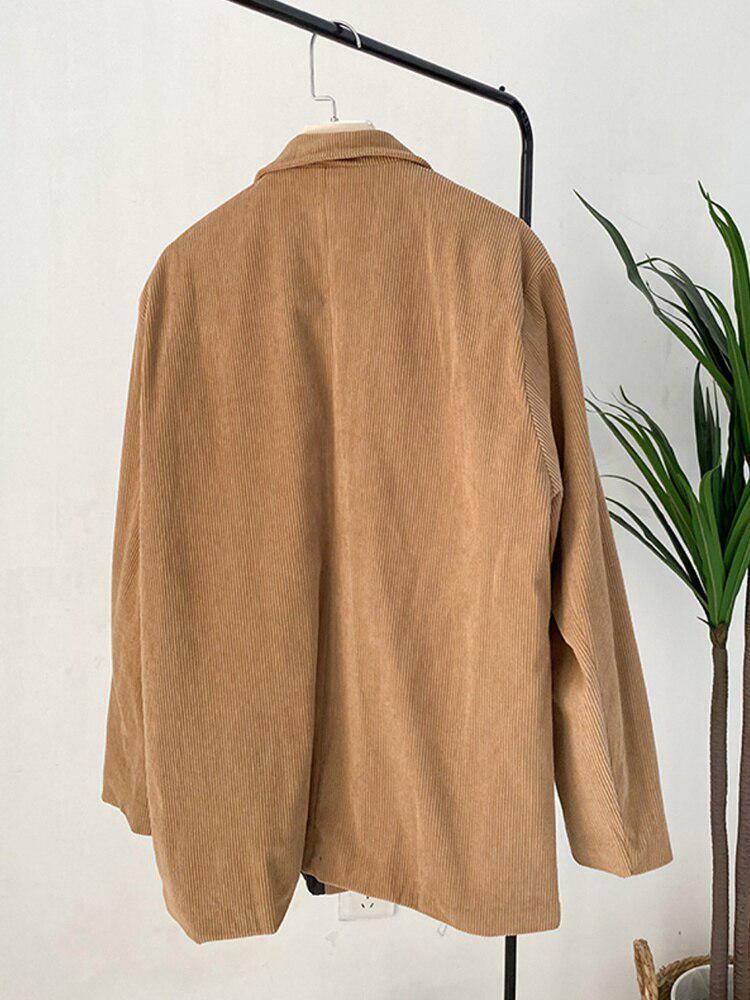 Y2K Grunge Aesthetic Corduroy Long Jacket - Vintage Style for Cozy Fall Outfits