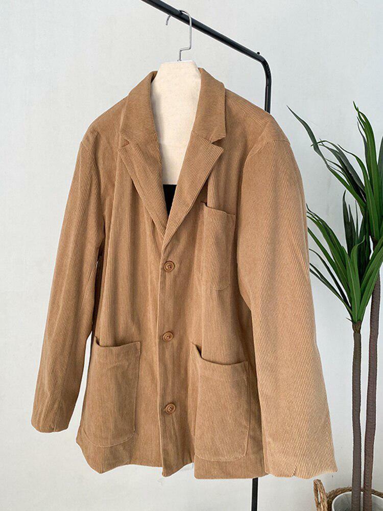 Y2K Grunge Aesthetic Corduroy Long Jacket - Vintage Style for Cozy Fall Outfits