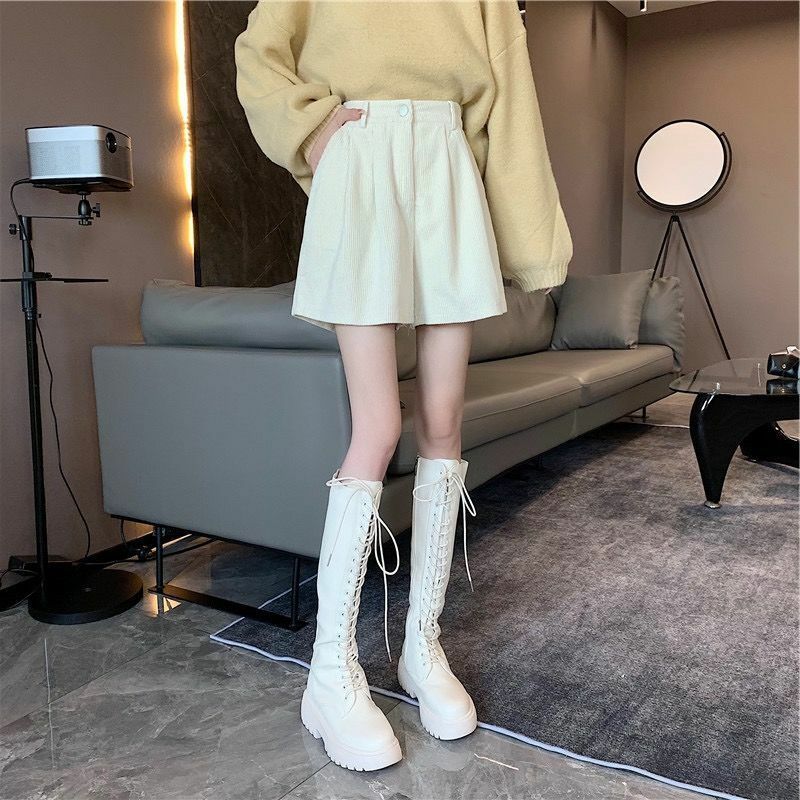 Y2K High Waist Corduroy Shorts - Vintage Grunge Aesthetic, Cute Pastel Goth Style