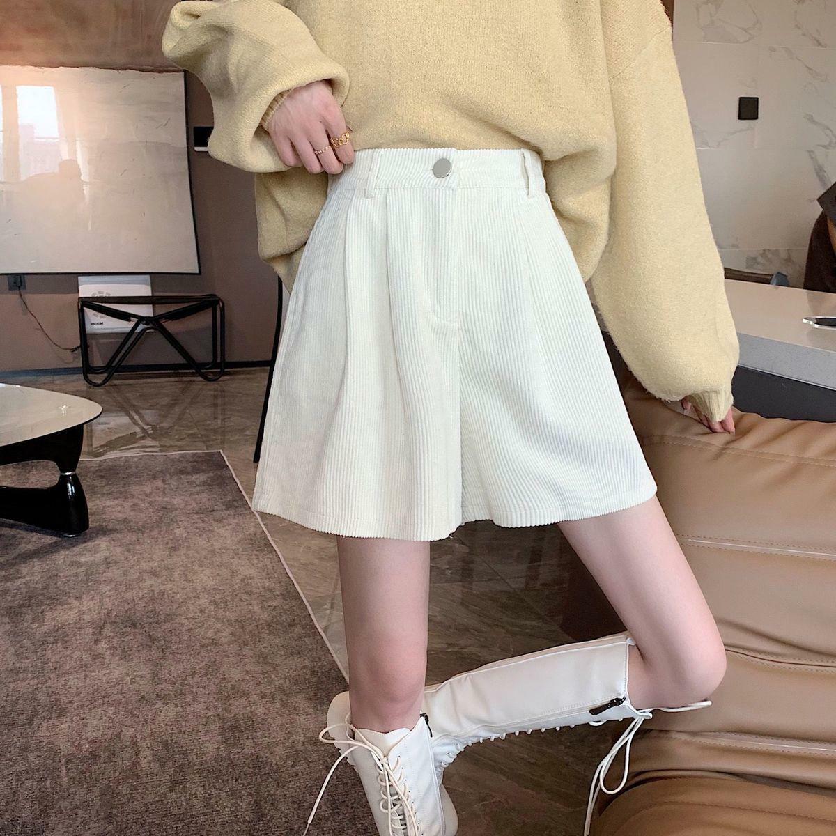Y2K High Waist Corduroy Shorts - Vintage Grunge Aesthetic, Cute Pastel Goth Style