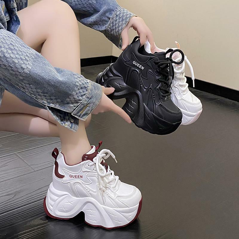 10cm Height-Increasing Dad Shoes for Women - Spring 2025 Thick-Soled Casual Sneakers for Short Stature, Trendy Little White Shoes