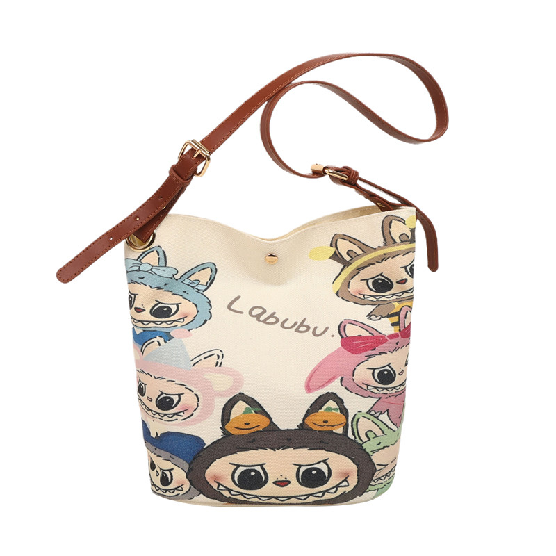 2025 Large Capacity Canvas Bucket Bag for Women - Cute Shoulder Crossbody Commuting Bag for Spring and Summer